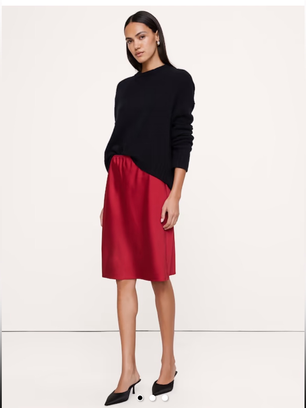 Banana Republic Stretch-Satin Knee-Length Skirt Red
